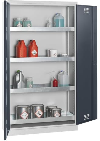 eurokraft | Umweltschrank | mit 4 Wannenböden | Türen anthrazitgrau