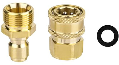 2pcs Adaptateur pour Nettoyeur Haute Pression, M22 15mm à 9,5mm Kit de Déconnexion Rapide Coupleur pour Nettoyeur Haute Pression pour Pistolet de Nettoyeur Haute Pression Tuyau, 5 000 PSI
