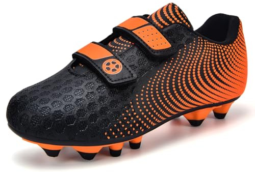 Football Boots Boys Football Shoes Girls Kids Soccer Black Orange 11 uk