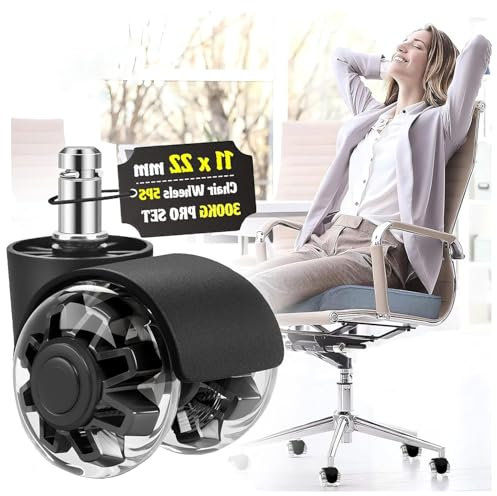Bürostuhl Rollen,2-Zoll-Doppelrollen, 5 Set,Gummi Ersatz Rollen,Hochleistungsgummirollen Glatter,leiser,Schützen Sie Ihre Holzböden, Teppiche und Fliesen für alle Böden,11 x 22 mm schwarz