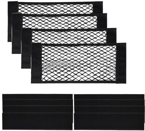 4 Pack Filet de Stockage avec Élastique Sticker, Rangement de Coffre Voiture 40 x 25 cm pour Bagages, Véhicules Utilitaires et Caravane
