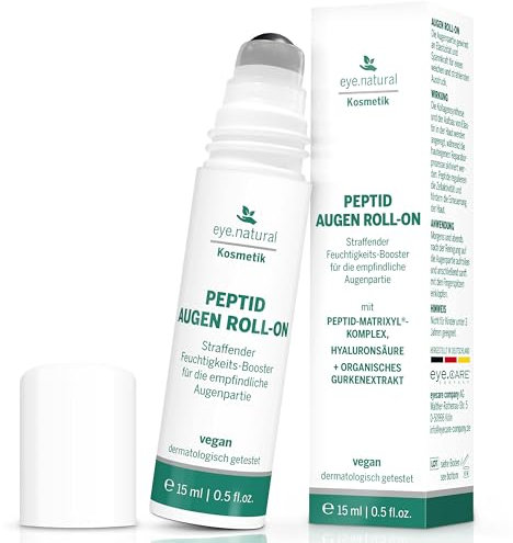 Eye Natural Eye Eye Roll on contro rughe, occhiaie e borse sotto gli occhi – con complesso peptide matrixil acido ialuronico ed estratto di cetriolo – vegano, rinfrescante per gli occhi per uomini e