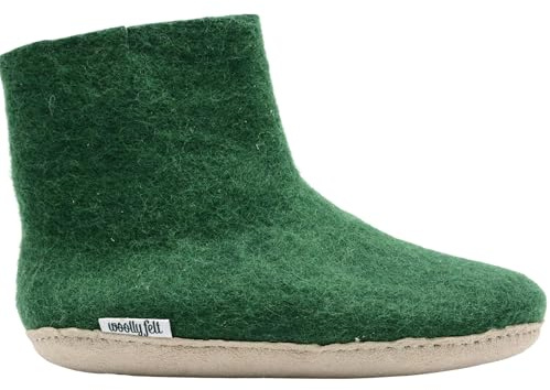Dark Green Wool Boot, Felt Ankle Shoes, Pure Merino Wool Used, Soft, Cozy And Warm (Dark Green, US Footwear Size System, Adult, Women, Numeric, Medium, 5.5)