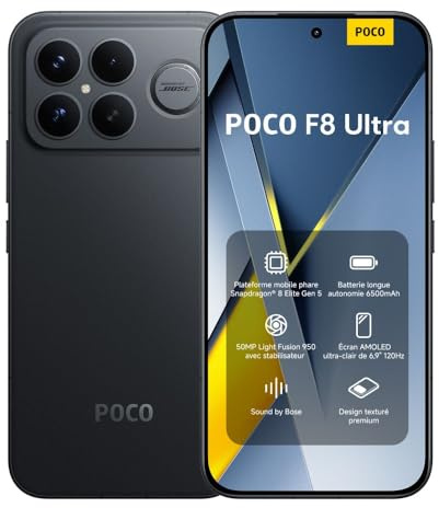 XIAOMI Poco F8 Ultra, Smartphone 16+512 GB, Handy mit Android, 6.9 120Hz AMOLED Display, 50MP Light Fusion 950 mit OIS, Sound by Bose, 6500mAh, Schwarz, 2 Jahre Garantie