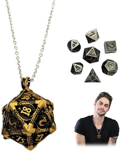 YOFDAL Ensemble de dés D&D, Mini Ensemble de 7 dés polyédriques en métal, pour Jeux de rôle Donjons et Dragons,dés Jeu de Role pour Les Voyages, Les fêtes et Le Camping