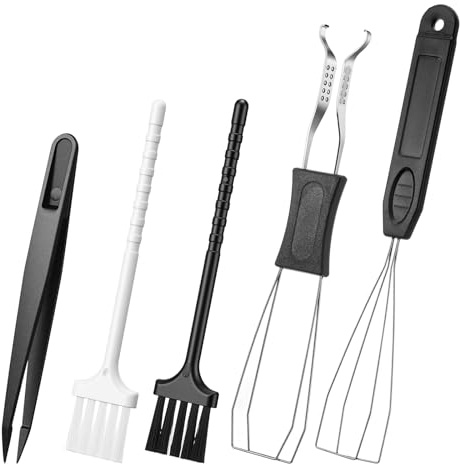 Extractor de teclas, juego de 5 herramientas para quitar teclas, incluye 2 extractores de teclas de acero inoxidable con 2 cepillos de teclado, 1 pinza de metal, herramienta de extracción de teclas