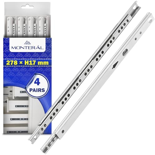 4 Pares Guias Correderas para Cajones con Rodamiento de Bolas 278x17 mm