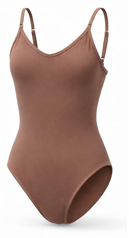 Silky Dance Seamless Camisole Leotard for Women Adults - Dark Nude - Medium