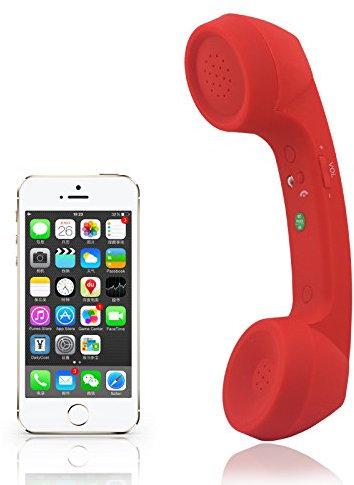 ENJOY-UNIQUE Cornetta del telefono per cellulare Auricolare e microfono wireless a forma di cornetta del telefono retrò,con cavo, per comode telefonate da cellulare