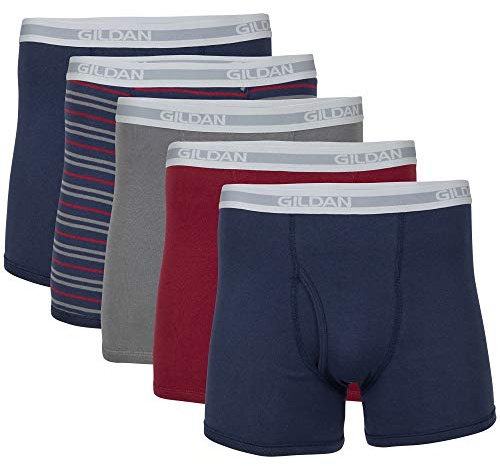 Gildan Men's Underwear Boxer Briefs, Multipack, Mixed Blue (5-Pack), Medium