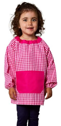 KLOTTZ 4791-PONCHO-FUCSIA-3 - Babi poncho sin botones guardería. Bata escolar cómoda de vestir perfecta para comedores y colegios. bebé-niños color: FUCSIA talla: 3