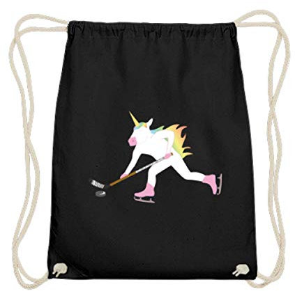 Chorchester Parfait pour les fans de hockey sur glace et de licorne. Sac de gym en coton, Noir , 37cm-46cm