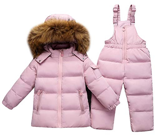Odziezet Snowsuit da Unisex Bambini Tuta da Sci Piumino Trapuntato + Salopette 2 Pezzi Tutone Inverno 0-3 Anni