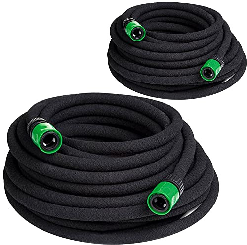 GARDEBRUK® Bewässerungsschlauch 30 m 1/2 Zoll T-Verbinder Ober- & Unterirdisch verlegbar Garten Perlschlauch Tropfschlauch Bewässerung 2x 15m