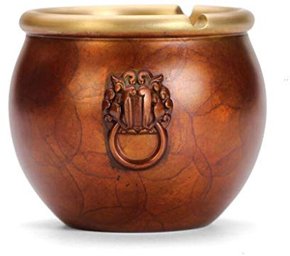 WANWEN Cenicero para Fumar/Cenicero de Escritorio Cenicero de Cobre Puro Sala de Estar Almacenamiento práctico Cenicero Decoración Oficina Mesa de Centro Hogar Cobre Artesanía Regalo Cenicero