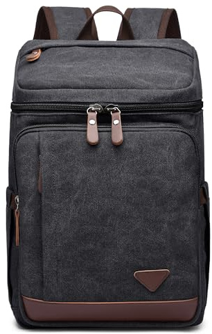 DORRISO Zaino Uomo da Viaggio per Laptop 15.6 Pollici - Grande Capacità per Outdoor, College, Causale, Alpinismo, Campeggio - Tela L Nero