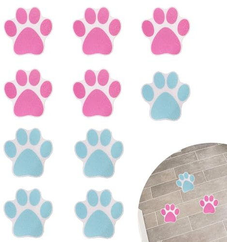 YJFY 10 Stück Anti Rutsch Dusche Selbstklebend Aufkleber Pfoten-Badewannenaufkleber Pfotenabdruck-Duschaufkleber Wasserdicht, rutschfest,selbstklebend Für Badewanne,Dusche,Boden,Pool,Treppen (#1)