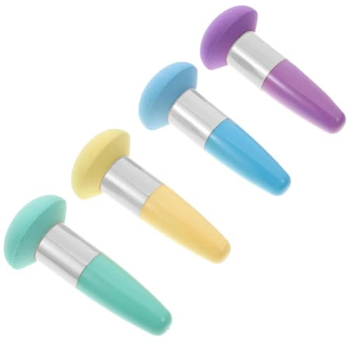 Aczyqws 2 Pcs Mushroom Makeup Sponge, Long Handle Facial Cosmetic Foundation Sponge Powder Puff Blending Sponge Concealer Eyeshadow Liquid Creams Applicator Tool Beauty Blender Brush