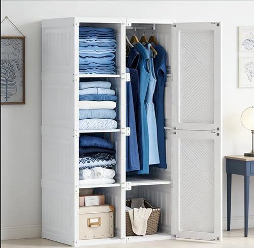 Julyue Armadietto Pieghevole Piccolo Armadio con Porte Magnetiche Multiuso Armadio 69x136x50cm (L x A x P) Wardrobe Closet Guardaroba per Soggiorno Camera da Letto