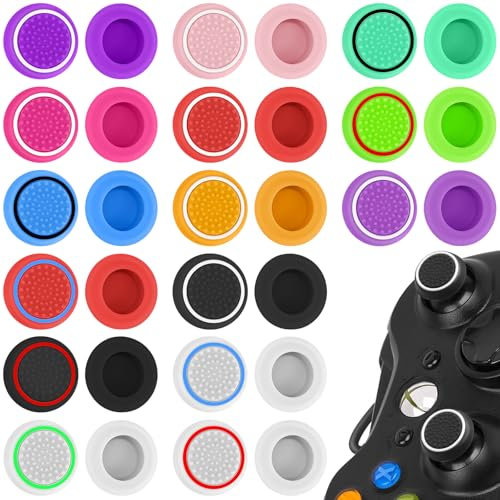 CONJURAIDE 30 Stück PS5 Controller Stick Aufsätze, Silikon Thumbsticks Caps Dualsense PS4 PS5 Xbox Controller Grip Zubehör Ersatzteile Sticks Kappen Gadgets für Joystick Aufsätze (15 Farben)