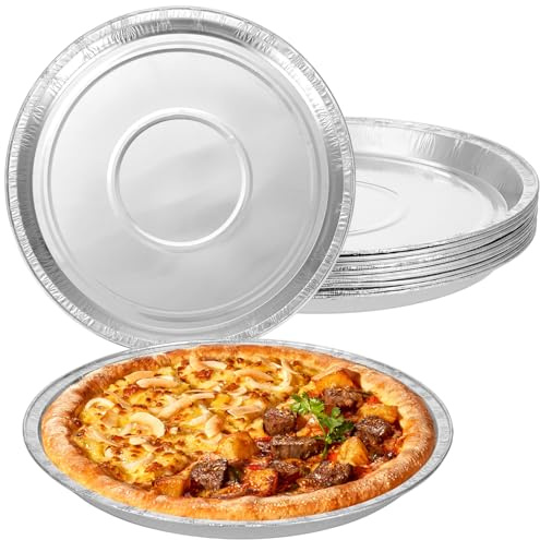 FMOACEN 10 Pcs Disposable Pizza Pans - 12 Inch Round Pizza Pan - Aluminum Foil Bakeware Trays, Oven Safe Bulk Set for Kitchen, Restaurant & Home Holiday Activities Accessories