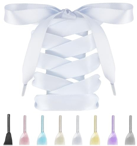 Lacesgian Cordones de satén perfectos de 1 cm de ancho, cordones planos de seda coloridos para tenis de mujer, trajes de boda