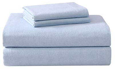 Laura Ashley Home - Twin Sheets, Cotton Flannel Bedding Set, Brushed for Extra Softness & Comfort (Blue, Twin)
