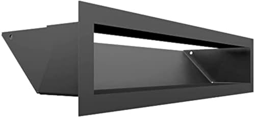 Grille de Ventilation KRATKI AIR | Grille d'air Chaud 9 x 40 cm | Graphite | Grille d'extraction pour Ventilation de cheminée | Prise d'air à Un Angle de 45 degrés | résistant à la surchauffe