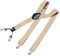 DonDon Hosenträger Herren extra stark beige 3,5 cm Hosenträger Herren breit mit brauem Leder in Y-Form lang - Starke Clips passend für Anzug Jeans Chinos Vintage Rockabilly Suspenders