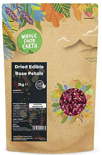 Wholefood Earth Dried Edible Rose Petals 2 kg | GMO Free | Certified Organic