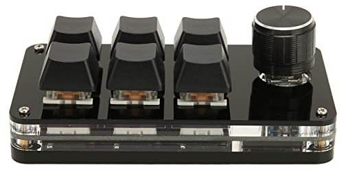 Goshyda One Handed Macro Mechanical Keyboard, USB 6 Keys Mini DIY Programmable Keyboard with Knob, Multifunction OSU Gaming Keyboard for Office Gaming Lab