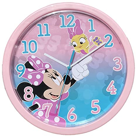 CARTOON Disney Minnie Kinder Wanduhr Analog 25 cm für Kinderzimmer Spielzimmer