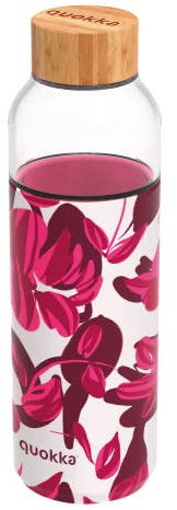 Quokka FLOW CRIMSON SPRING | BOTTIGLIA TONDA IN VETRO CON GUAINA IN SILICONE 660 ML