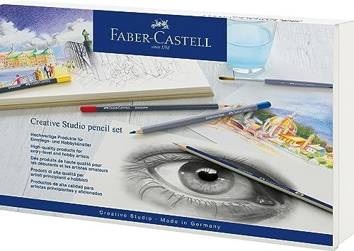 Faber-Castell 210009 - Creative Studio Set, 30-teilig, mit Goldfaber Aquarellstifte, Bleistifte, Pitt Artist Pens und Zubehör