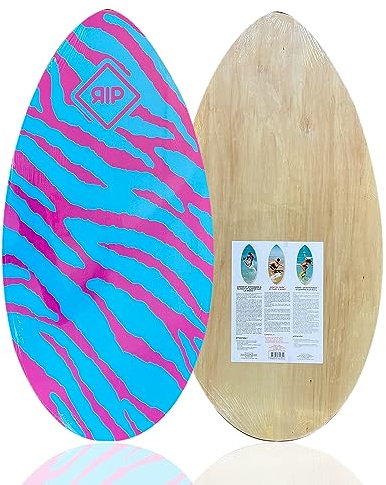 Skimboard RIP Zebra, 30 Zoll, klassisch, aus Holz, ideal für Reiter, Shorebreak und zum Gleiten am Wasser. Diese Größe ist gut für kleine Schablonen (Zebra) geeignet