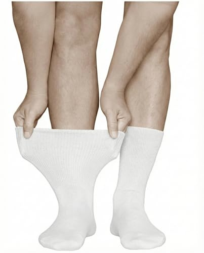 vitsocks Homme chaussette extra large non comprimante diabétique (3 PAIRES) sans élastique pieds gonflés gros mollet