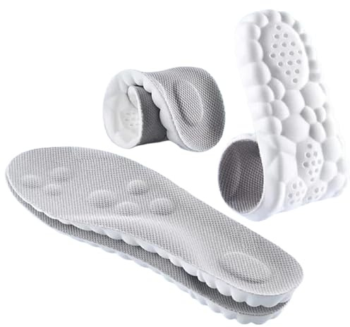 4D Cloud Technology Super Soft Comfort Insoles - U-Shape Memory Foam, Cloud Feeling, Sports Memory Foam (Gray, Men 9-10.5/Women 10.5-12)