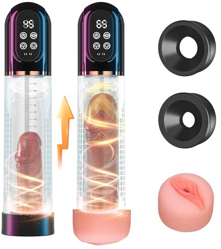 HIVEFUN Penispumpe Sex Spielzeug für die Männer Penisvergrößerung, Elektrische Penis Pumpe Vakuumpumpe Masturbieren für Männer mit 3 Saugstufen 3 Trainingsmod, Manueller Modus Wasserdicht Masturbator