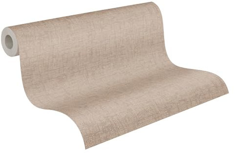A.S. Création Smart Surfaces Papier peint intissé uni aspect textile 10,05 m x 0,53 m - beige - papier peint uni pour différentes pièces Made in Germany - 395643
