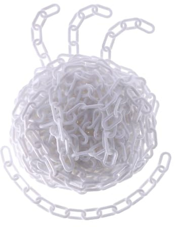 TIBU Absperrkette Kunststoff Warnkette Kunststoffkette 8 mm Stärke - Weiß - Länge 150 cm - witterungsbeständig und stabil