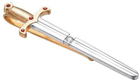 Asienice Silver Tie Clip Sword Gold Personalized Tie Pins for Men Sword Gold Tie Clips for Men Cubic Zirconia Accessories