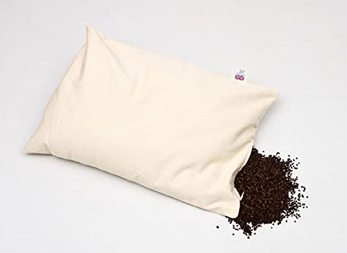 Savvy Lifestyle Cuscino in buccia di grano saraceno biologico, 71 x 43 cm, federa in cotone biologico