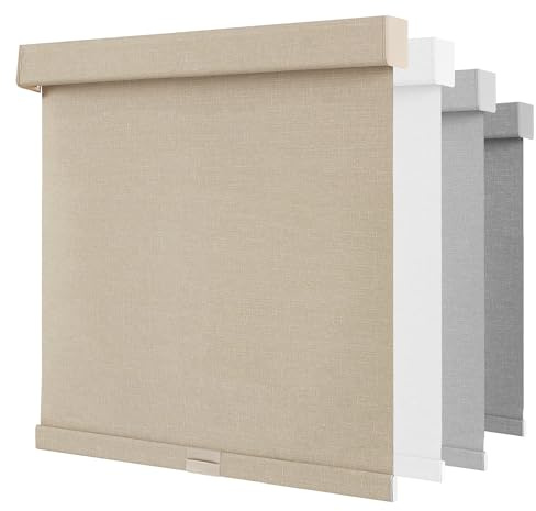 NUTRO CHILL Blackout Window Blinds Cordless, Spring System Window Shades with UV Protection Thermal Insulated Linen Fabric, Roller Blinds for Home Office(25''x72'', Beige)