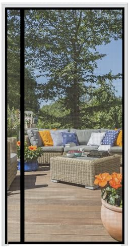 wohomzy Magnetic Screen Door Fits Door Size 24 x 80, Screen Size 26 x 81, Reversible Left Right Side Opening,Top Middle Anti-Tearing Mesh Net Curtain with Magnet,Black