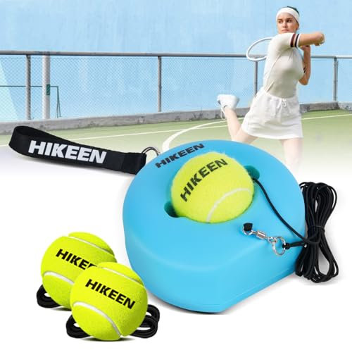 BOOSTEADY Tennis Trainer Set mit Metallbasis - Professionelles Trainingsgerät mit 3 Bällen & 4m Seil für Einzeltraining (Erwachsene/Anfänger) - Garten, Park, Plat - Blau
