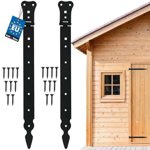 KOTARBAU® 2er Set Scharniere 400 mm Scharnier pulverbeschichteter Stahl Türscharniere Schwarz Türband Schaniere Klappbar Gartentor Türscharnier Ladenband Türbänder Gartentorband Kreuzgehänge Torband