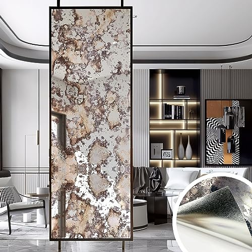 funlife Foxed Antique Chrome Reflective Style Vintage Rusted Motif Wallpaper, 58X200CM Humidity Grunge Motif