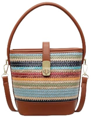 TIEZHICHESHI Pendlare vävd fritidsväska enkel personlighet kreativ crossbody-väska, Ljusbrunt