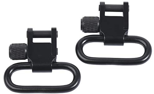 Detroit Leather Shop Pair of 1 Inch Tri-Lock Gun Sling Swivels All Metal (Three Color Options) (Black)