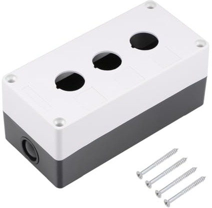 sourcing map Push Button Switch Control Station Box 22mm 3 Holes Black and Light Gray